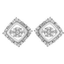 Simple Design 925 Silver Dancing Diamond Stud Earrings Jewelry